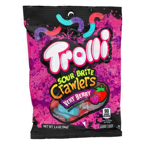 Trolli SOUR BRiTE Crawlers VERY BERRY Gummy Candy, 3.4 oz.