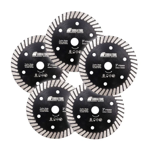 SHDIATOOL Tile Diamond Saw Blade,5Pcs 3In/75mm x Arbor 3/8In/10mm for Ceramic,Hard Porcelain,Glazed Tiles Dry Cutting disc