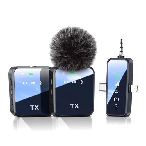 PQRQP 3 in 1 Microphone for iPhone/Android/Camera, Wireless Lavalier Microphone, 328ft Transmission, 18H Battery Life, Mini Microphone for Record Interview, Vlogs, YouTube, Tiktok