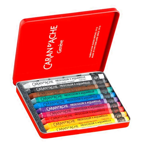 Caran d'Ache Classic Neocolor II Water-Soluble Pastels, 10 Colors