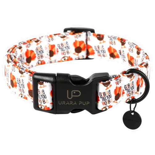 UP URARA PUP Thanksgiving Dog Collar, Turkey Cotton Collar for Dog or Cat, Autumn Puppy Collar with Lightweight Plastic Buckle,Great Thanksgiving Gift for Girl Boy Dogs,L,Neck 16-24in