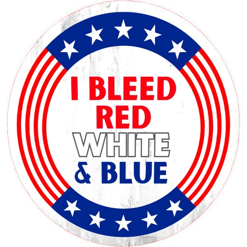 Signs ByLITA Circle Plus I Bleed Red White and Blue Wall or Door Sign | American Pride Decoration - Large