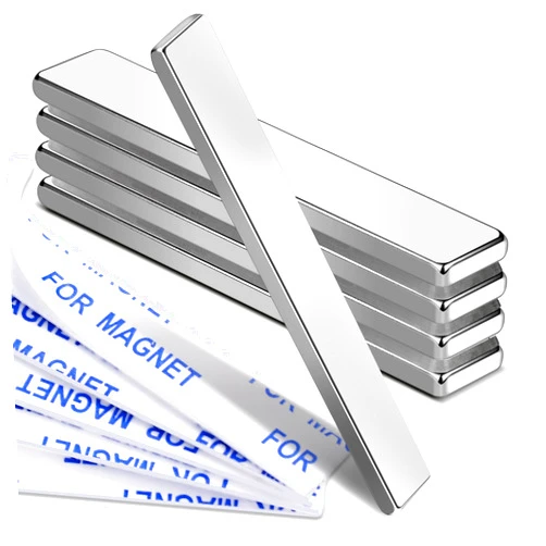 MIKEDE Neodymium Magnets, 5 Pack Super Strong Magnets Bar, Heavy Duty Magnets with Adhesive Backing, Rare Earth Small Magnets Strips for Fridge, DIY, Craft, Science - 60x10x3 mm