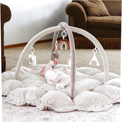 Mallify 5-in-1 Thick & Plush Baby Play Gym, Baby Play Mats for Floor, Tummy Time Mat with 6 Toys, Cat Bed, Dog Bed, Convertible Stage-Based Developmental from Baby to Toddler, Ball Pit, Pet Cushion Cloudico