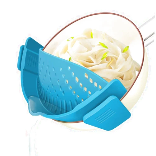 YEVIOR Clip on Strainer for Pots Pan Pasta Strainer, Silicone Food Strainer Hands-Free Pan Strainer, Clip-on Kitchen Food Strainer for Spaghetti, Pasta, Ground Beef Fits All Bowls and Pots (Teal)
