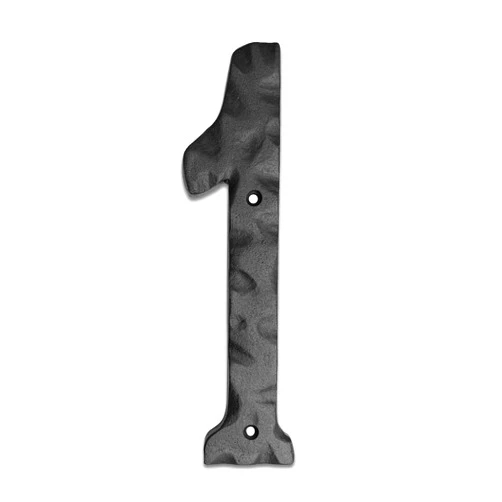 NACH House Numbers for Outside, 6 inch Black Address Numbers for House - Number 1 - Rustic Numbers for Outside with Mounting Hardware