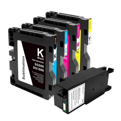 Hallosun sg500 Sublimation Ink Cartridge and Waste Collection Unit Compatible with Sawgrass Virtuoso SG500 SG1000 Printer