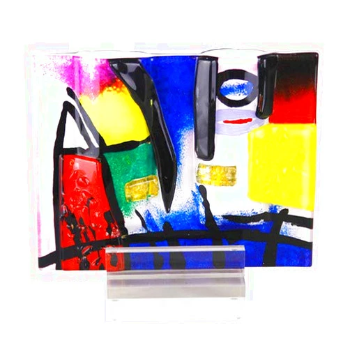 Jasmine Art Glass 8-70134 Fused Art Glass Rectangular Vase