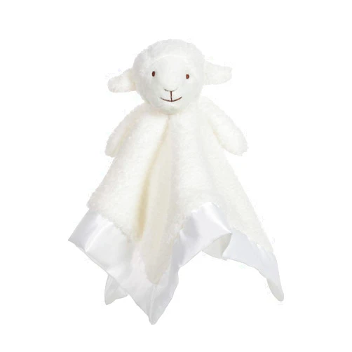 Apricot Lamb Stuffed Animals Soft Security Blanket White Lamb Infant Nursery Character Blanket Luxury Snuggler Plush(White Lamb, 14 Inches)