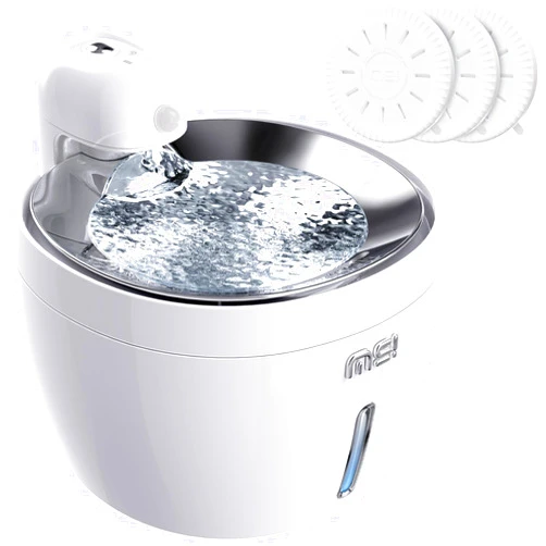 MS!MAKE SURE Cat Water Fountain, Wireless Cat Fountain 5000mAh Battery Operated, 2L/68oz Automatic Cat Water Dispenser for Drinking with Silent Cotton Inside Stainless Steel Tray Easy Clean Wihte
