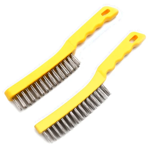 Chillnhangby 2 Pcs Stainless Steel Wire Brush, Wire Brushes for Cleaning Rust Heavy Duty Rust Remover for Metal Welding Wire Brush with Curved Handles 11 Inch for Rust Removal, Deburring, Surface Preparation