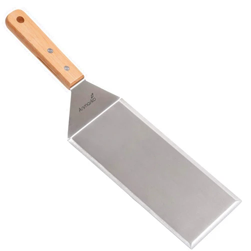 Anmarko Stainless Steel Metal Griddle 4 x 8 inch Spatula - Spatula Hamburger Turner Scraper - Pancake Flipper - Great for BBQ Grill and Flat Top Griddle - Commercial Grade