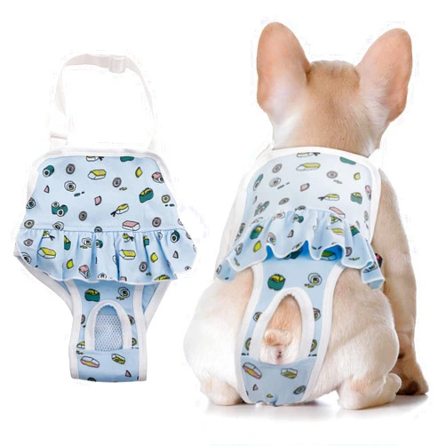 QBLEEV Dog Diapers Female Washable Sanitary Pantie with Adjustable Suspender, Reusable Doggie Period Panties, Pet Underwear Diaper Jumpsuits for Male Dogs in Heat, Puppy Diapers for French Bulldog L