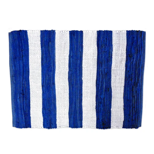 DII Home Essentials DII Contemporary Reversible Area Rug for Kitchen, Livingroom, Entry Way, Laundry Room, Dorm Room, and Bedroom - 4 x 6-Feet, Blue and White Stripe