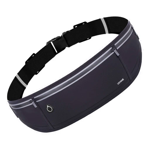 USHAKE Slim Running Belt, Workout Fanny Pack for Men Women,Exercise Waist Pack for Apple iPhone Holder, Runner Belt for Running Walking Cycling Camping Gym Black