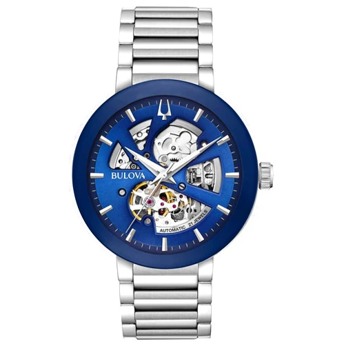 Bulova Men's Modern 3-Hand Automatic Watch, Open Aperture Dial and Edge to Edge Crystal