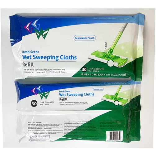 EVKLN 60 Count Disposable Wet Mopping Cloths Compatible for Swiffer Sweeper Refills Pads, 2 Sets of 30 pcs