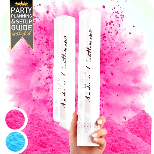 PRIMEPURE Gender Reveal Confetti Cannon - 2 Pack - Biodegradable Pink Gender Reveal Smoke Bombs for Gender Reveal Party | Gender Reveal Cannons | Baby Gender Reveal Poppers | Girl Gender Reveal Powder Cannon