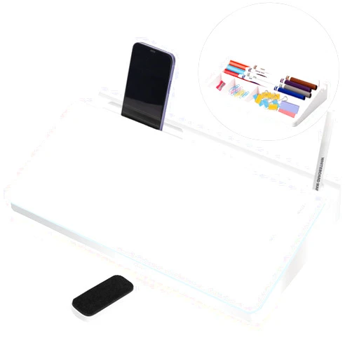 Amanbo Glass Desktop Whiteboard Dry Erase Board Computer Keyboard Stand Desk White Board Organizers with Accessories 2 Markers,1 Eraser for Office, Home, School Supplies