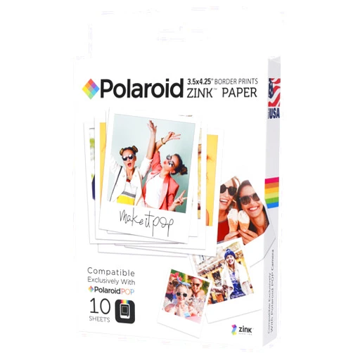 Polaroid Zink Polaroid 3.5 x 4.25 inch Premium Zink Border Print Photo Paper (10 Sheets) Compatible with Polaroid POP Instant Camera & Polaroid 3x4 Printer