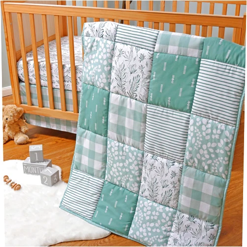 The Peanutshell 3 Piece Baby Crib Bedding Set for Boys & Girls - Newborn, Infant & Toddler Nursery Bed Set Decor with Fitted Crib Sheet, Dust Ruffle, Comforter - Western Woods