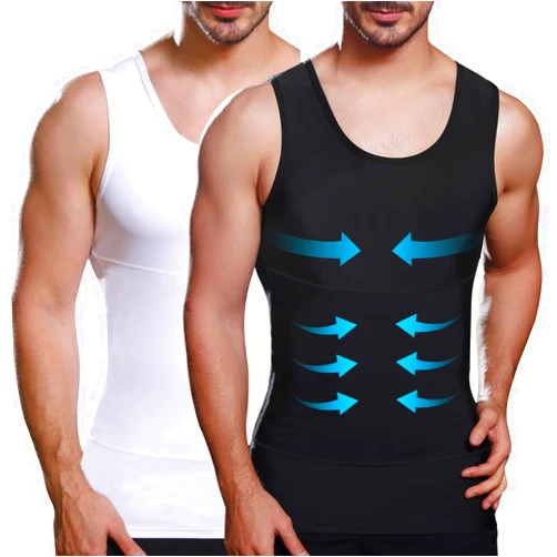 Lgtfy Mens Slimming Compression Shirt, Body Shaper Workout Tank Top, Gynecomastia Tummy Control Undershirts - Change in Seconds
