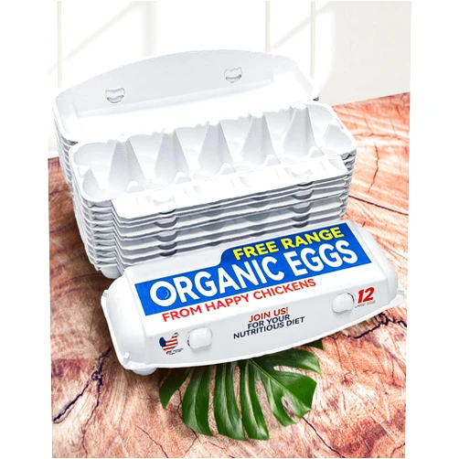 Petamore Printed Egg Cartons, Holds 12 Small to Jumbo Size Eggs-Natural Pulp Egg Cartons Bulk Reusable & Sturdy Perfect for Free Range Eggs-36Pack