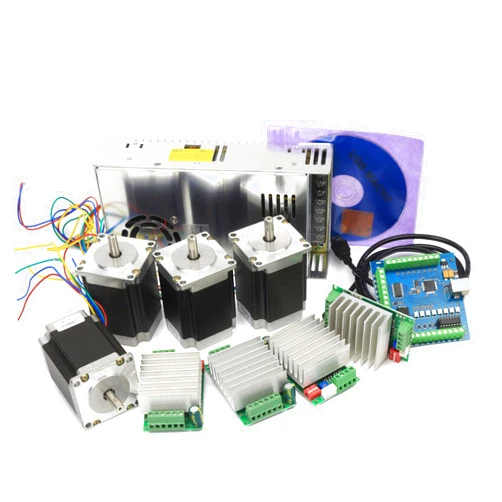 CNCTOPBAOS 4 Axis CNC Kit Nema23 Stepper Motor 270oz-in 76mm 3A 1.8Nm,TB6600 Driver 24V DC Controller Kit,MACH3 Motion Control Card USB Board for CNC Router Engraving Machine