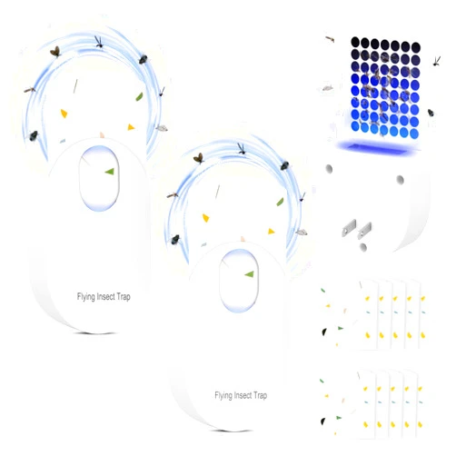 SWAGON 2 Pack Upgraded Flying Insect Trap Plug-in,Fly Trap Indoor,Safe Home Fly Killer,Insect Catcher for Fruit Flies,Gnats,Moths,Mosquitoes,Bug UV Light Atrractant Trap(2 Device+10 Refill Glue Cards)