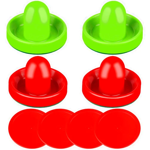 ONE250 Air Hockey Pushers and Red Air Hockey Pucks, Goal Handles Paddles Replacement Accessories for Game Tables (4 Striker, 4 Puck Pack)