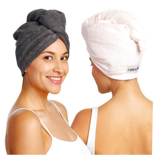 Turbie Twist 2-Pack Microfiber Hair Towel for Beauty, Travel, Gifting - Hair Wrap Turban for Straight, Wavy & Curly Hair - Premium Hair Care - Grey & Light Pink