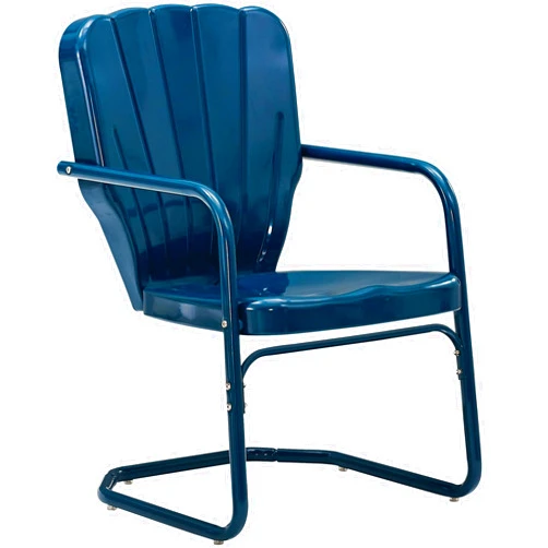 Crosley Furniture Ridgeland 2-Piece Outdoor Chair Set, Retro Metal Patio Chairs for Dining, Porch, Deck, Navy