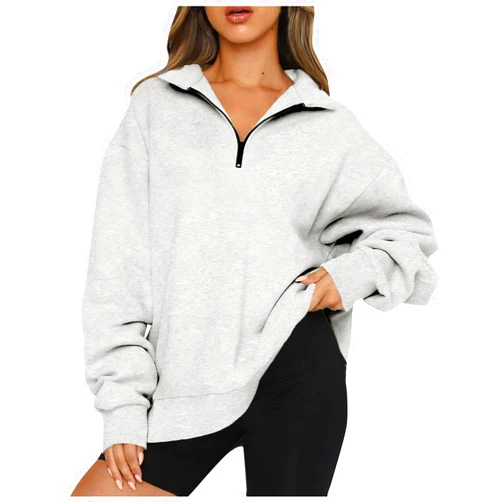 SERYU Oversized Sweatshirt Womens Loose Fit 2024 Fleece Fall Long Sleeve Half Zip Collared Pullover Y2k Clothes
