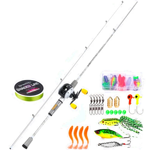 Sougayilang Spinning& Casting Fishing Rod Combos with Graphite 2Pc Blanks Fishing Reel for Bass Fishing- Casting 6'0