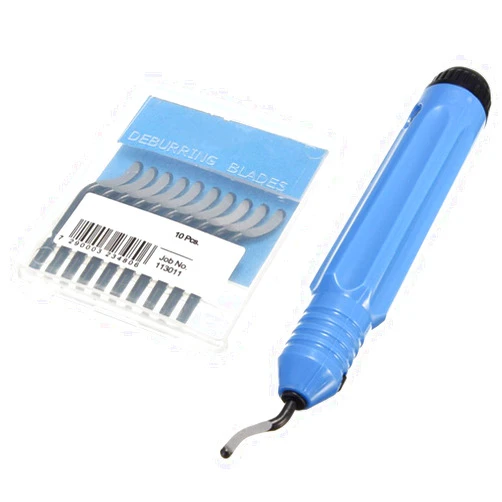 Ufurty Rely2016 Deburring Tool Kit, Practical Use Easily Flexible Burr Handle NB1100 Trimming Blade with 10pc BS1010 Deburring Scraper Blades Head Cutting Tool for Wood, Plastic, Copper, Aluminum