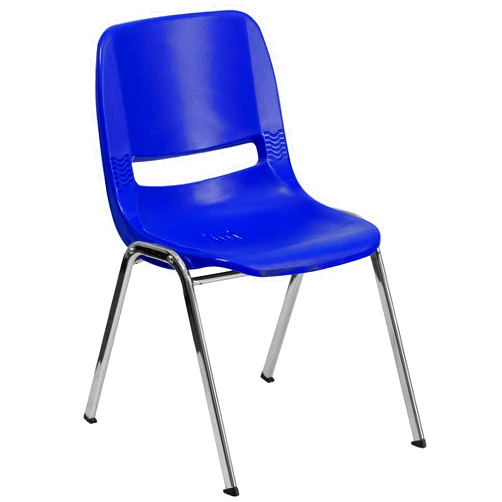 Flash Furniture HERCULES Series 440 lb. Capacity Kid's Navy Ergonomic Shell Stack Chair with Chrome Frame and 14