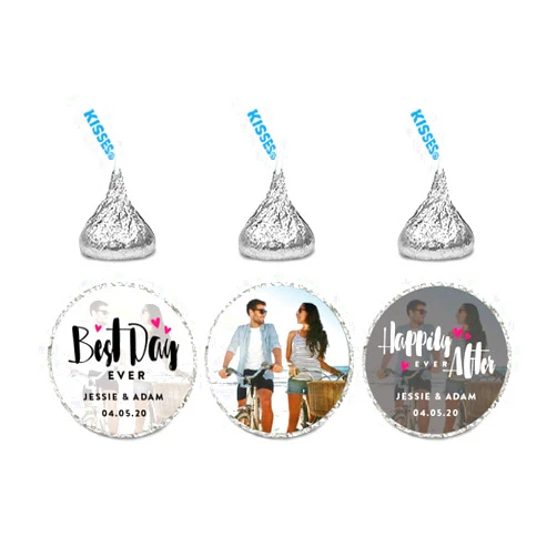 Andaz Press Photo Personalized Sun Breath Wedding Collection, Chocolate Drop Labels for Kisses, 216-Pack, Custom Image