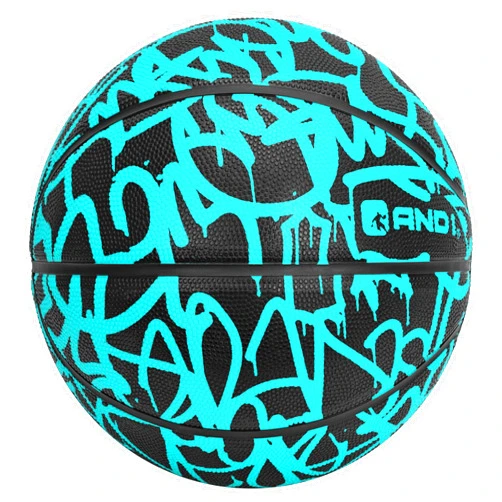 AND1 Fantom Graffiti Intermediate Size Rubber Basketball: 28.5 Inch Size 6 Indoor/Outdoor Basketball, Deep Channel Construction Streetball, Mint