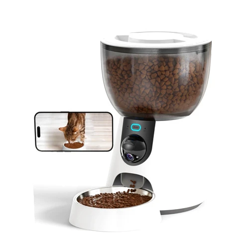 Sarpaws Automatic Cat Feeder with Camera, 1080P HD Video, Night Vision, 5G WiFi, 2-Way Audio, 10s Voice Recorder, Low Food & Blockage Sensor, Motion & Sound Alerts, Smart Cat Food Dispenser, F17C