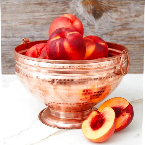 Cook Eat Serve Craft Large Hand Hammered Copper Fruit Pedestal Bowl