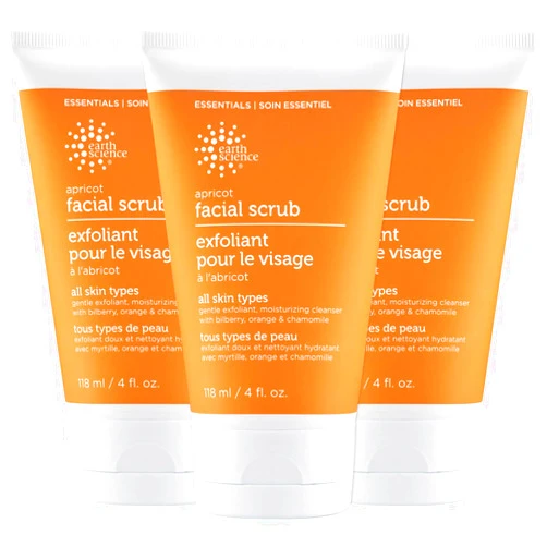 Chinoxia EARTH SCIENCE - Apricot Gentle Exfoliating Facial Scrub for All Skin Types (3 pk, 4 oz.)