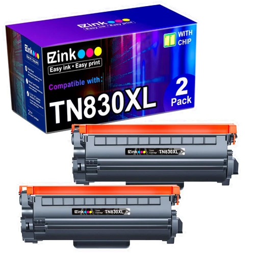 E-Z Ink (TM Compatible Toner Cartridge Replacement for Brother TN830XL TN830 TN 830 Toner Cartridges to use with HL-L2460DW DCP-L2640DW HL-L2480DW HL-L2400D HL-L2405W MFC-L2820DW Printer (2 Black)