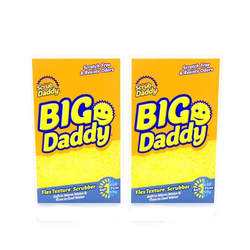 Scrub Daddy Large Sponge - Big Daddy - Scratch-Free Sponge for Dishes and Home, Odor Resistant, Customizable Size, Temperature Controlled, Deep Cleaning, Dishwasher Safe, Multi-use, 2ct