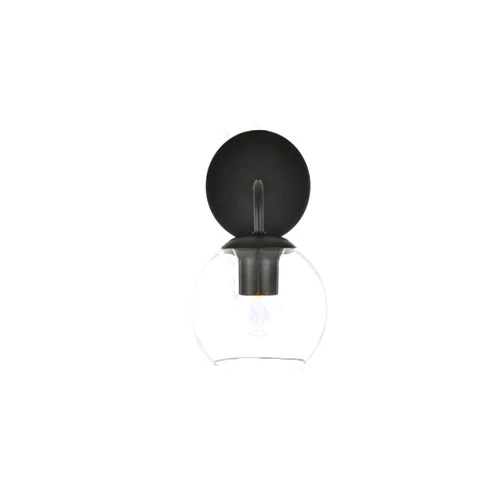 Living District Genesis 1-Light Iron & Glass Bath Sconce in Black/Clear