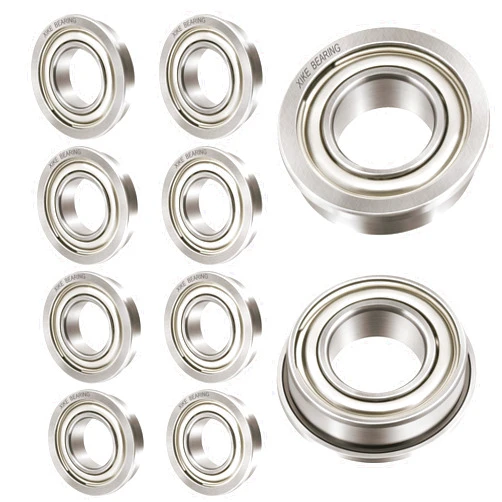XIKE MF106ZZ Flanged Ball Bearings 6x10x3mm, Double Metal Shield and Pre-Lubricated, Chrome Steel Deep Groove Ball Bearings-10 Pcs.