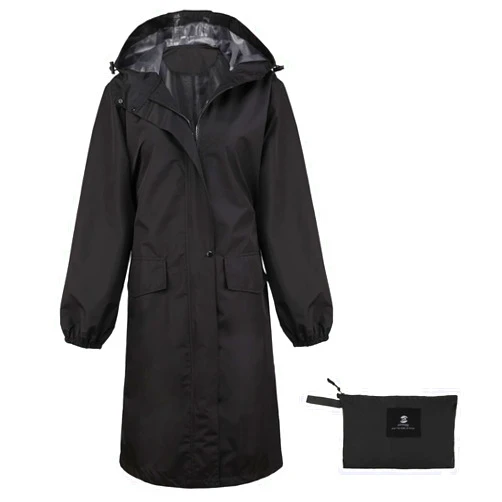 SaphiRose Women's Long Rain Jacket Waterproof Lightweight Hooded Raincoat
