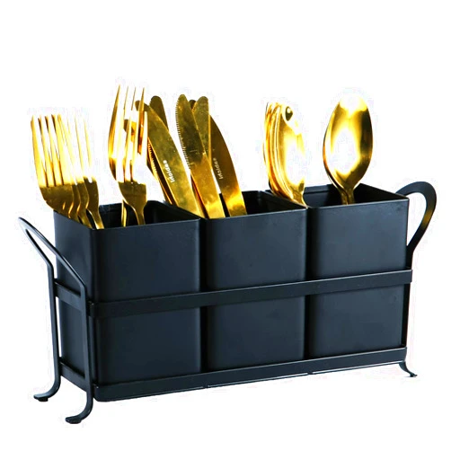 NelyBet Flatware, Cutlery,Kitchen Utensil & Silverware Caddy Organizer Bin Holder for Forks, Spoons, Knives - Perfect for Kitchen Countertop- Black