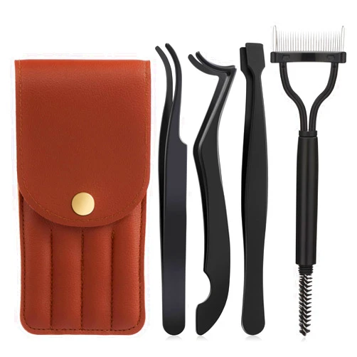Ekysso Lash Cluster Tweezer Kit, 4 PCS Eyelash Applicator Tweezers, Lash Applicator Tools for Cluster Lashes, Mistake-Proof Lash Placement Tweezers for Professional and DIY Use