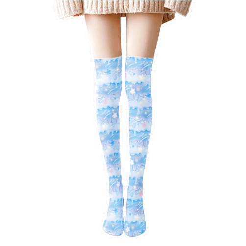 QSND Anime Lolita Thigh High Stockings Kawaii Cute Animal 3D Print Over Knee Socks