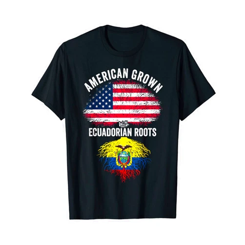 Ecuador Pride Hispanic Heritage Tees American Grown With Ecuadorian Roots USA Ecuador Flag T-Shirt